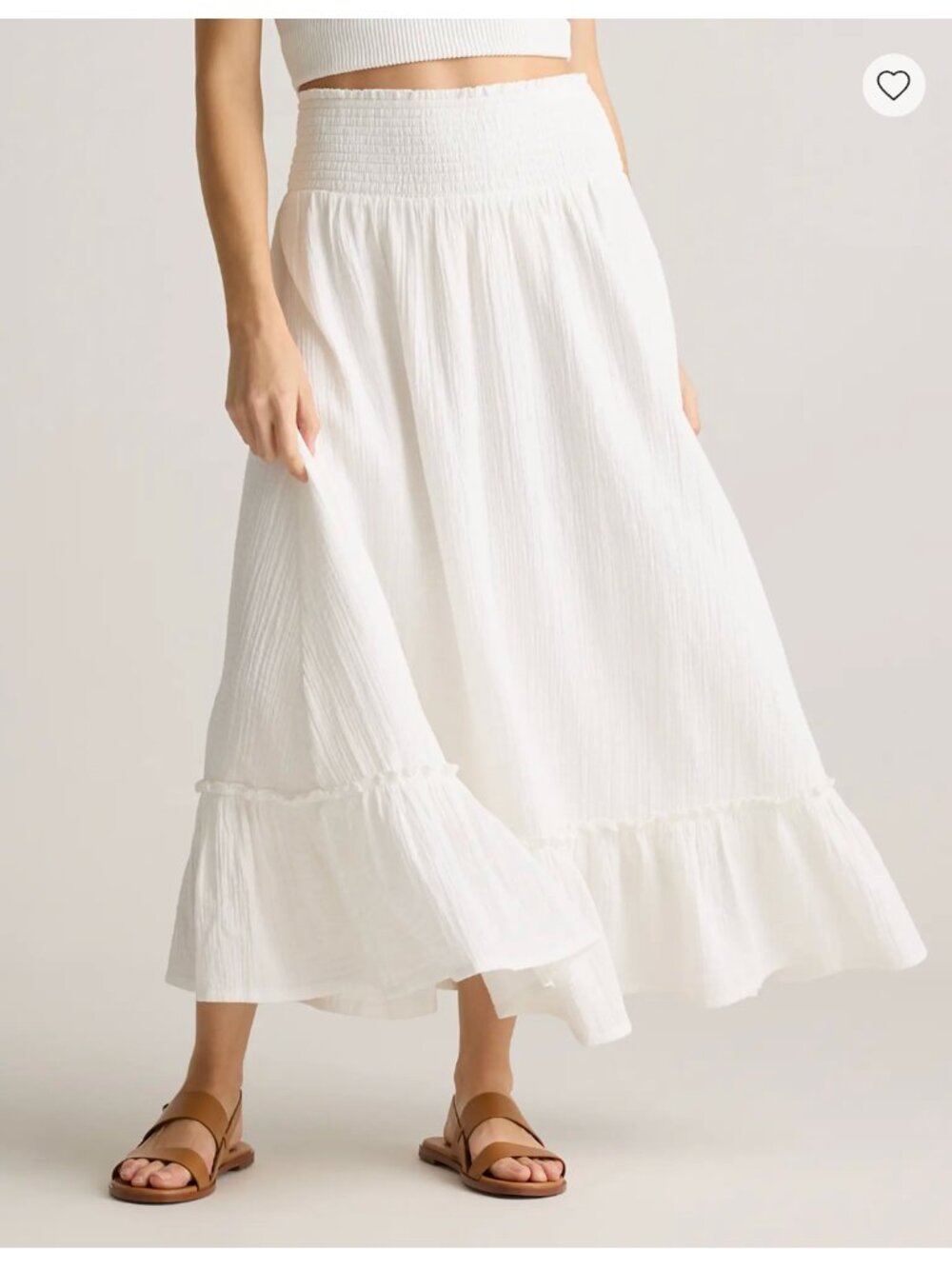 Quince White Maxi Skirt with Smocked Waist